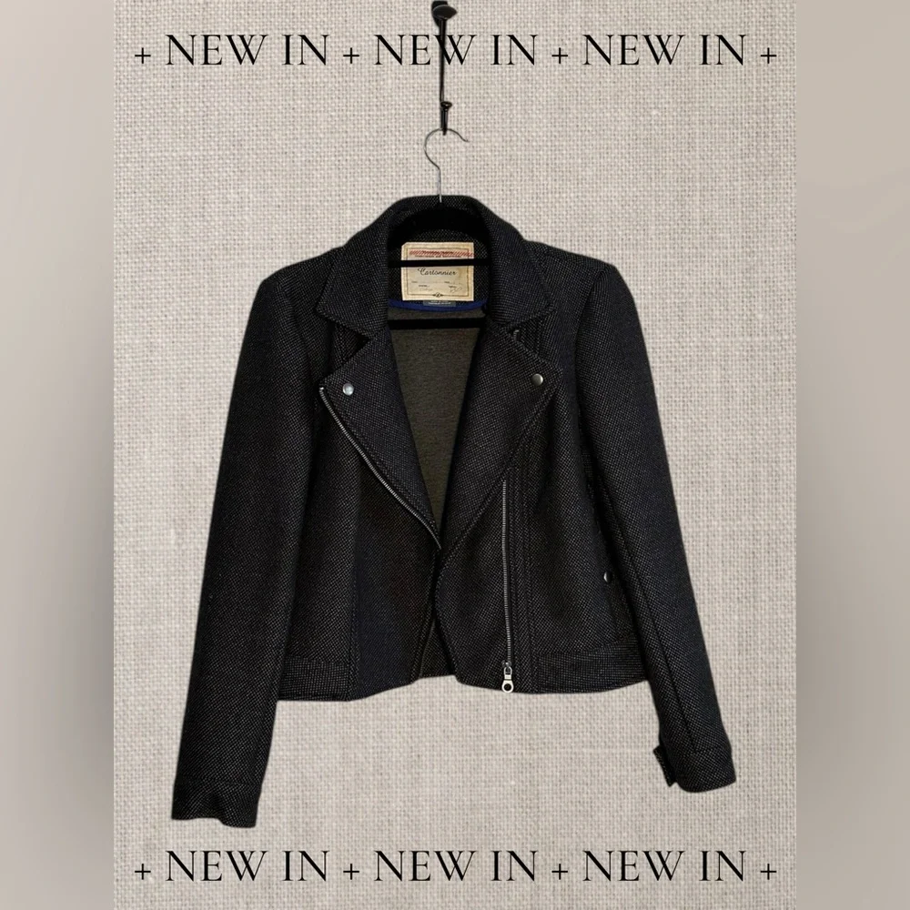 Anthropologie Cartonnier Gray Short Jacket with Faux Fur Trim. - Picture 11 of 11